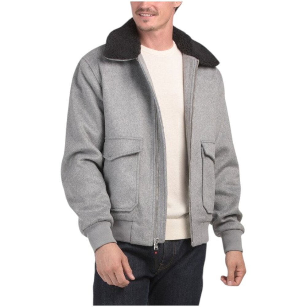 ROBERT GRAHAM Wool Blend Field Jacket With Sherpa Collar